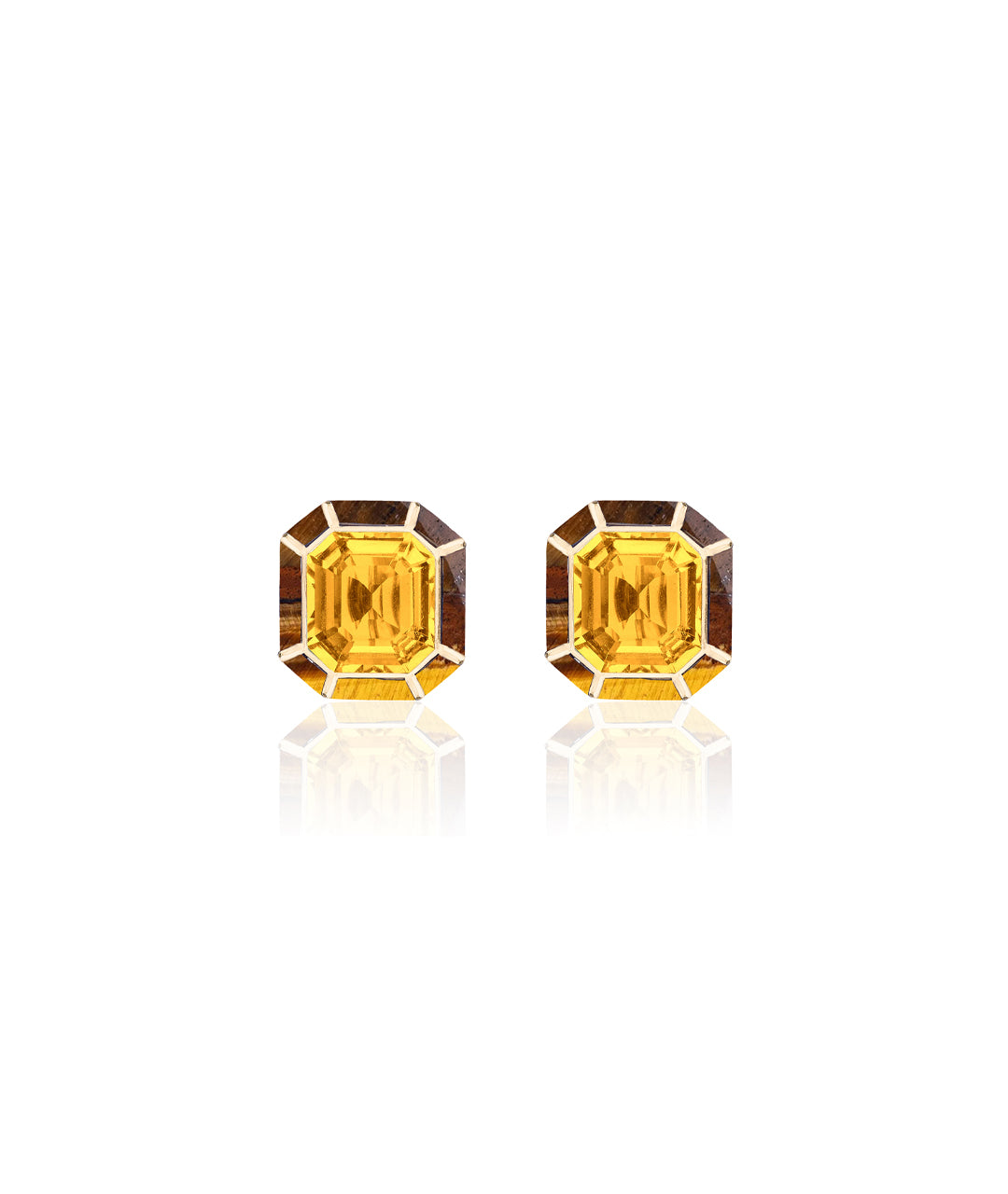 Yellow gold-Citrine with Tiger Eye