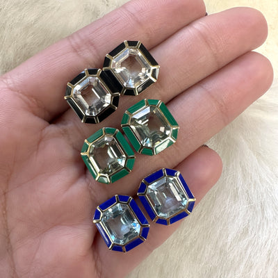 Prasiolite & Malachite Inlay Stud Earrings