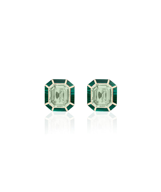 Yellow gold-Prasiolite with Malachite