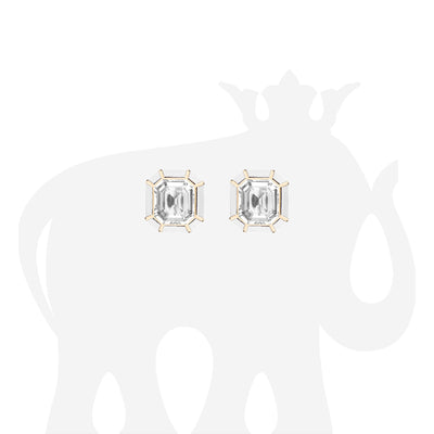 Rock Crystal & White Agate Inlay Stud Earrings