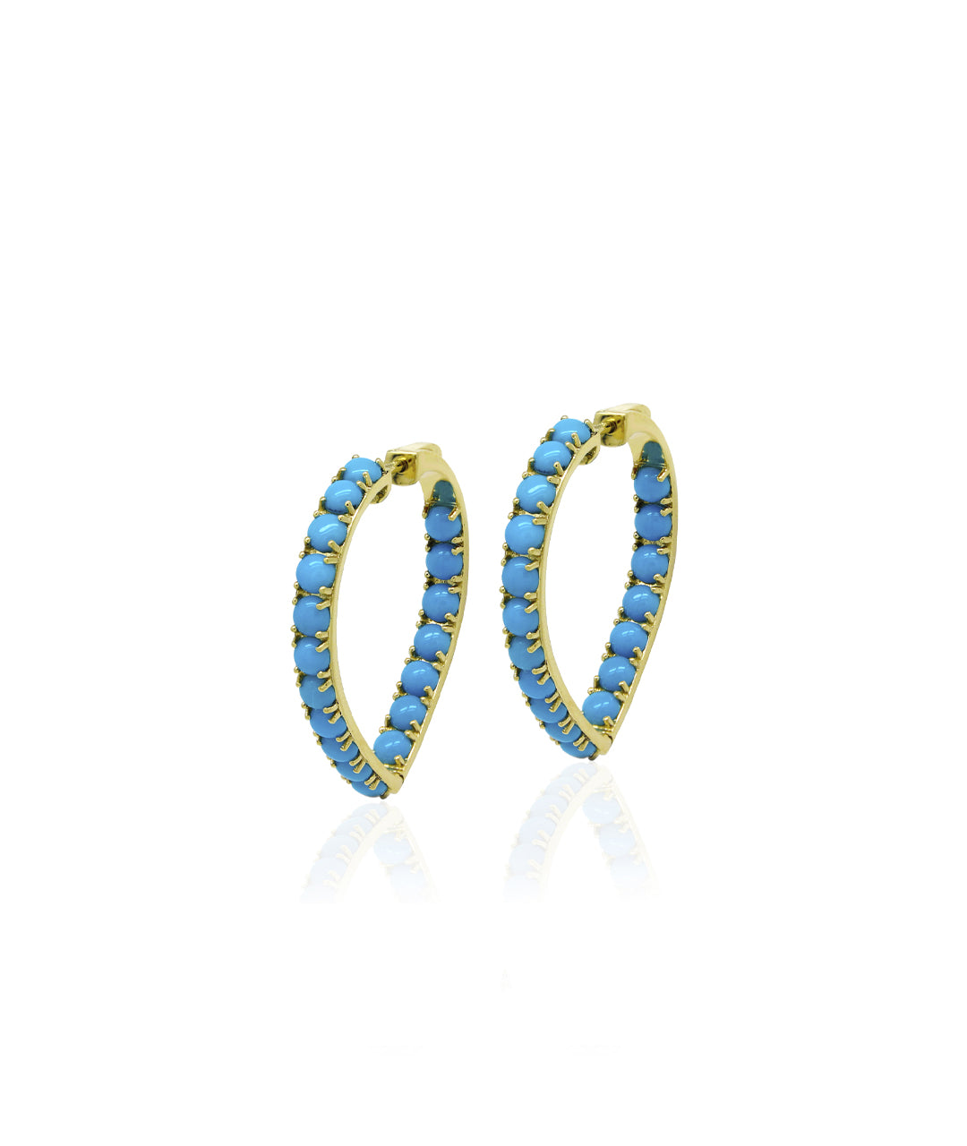 Cabochon Heart Hoop Earrings