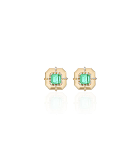 Medallion Emerald Studs