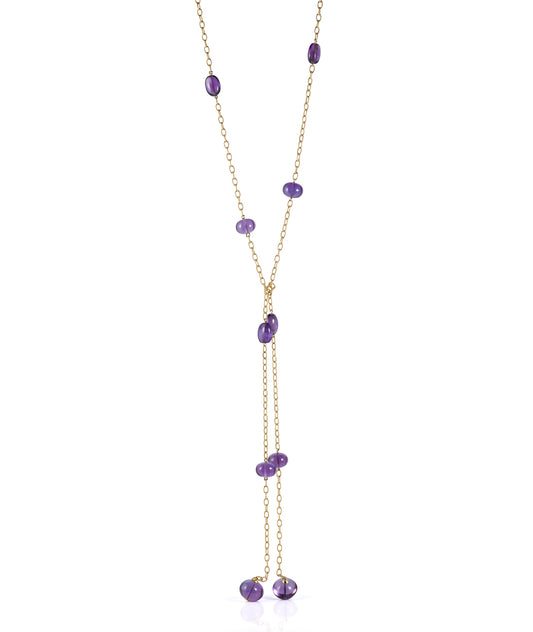 Amethyst Bead & Tumble Chain Necklace