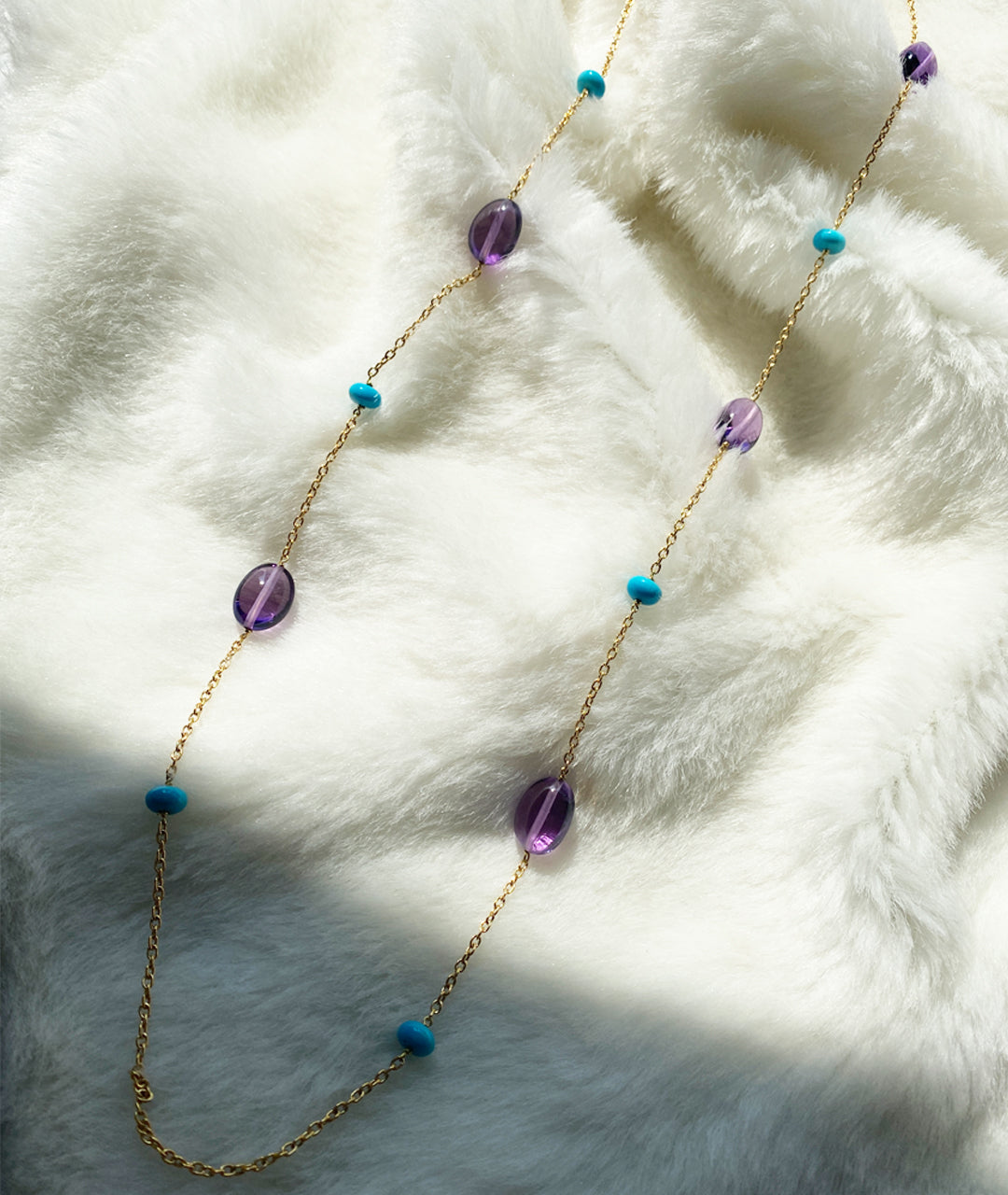 Amethyst & Turquoise Chain Necklace