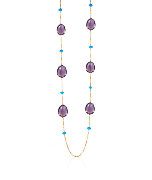 Amethyst & Turquoise Chain Necklace