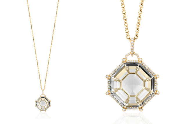 Rock Crystal Octagon Pendant with Diamonds