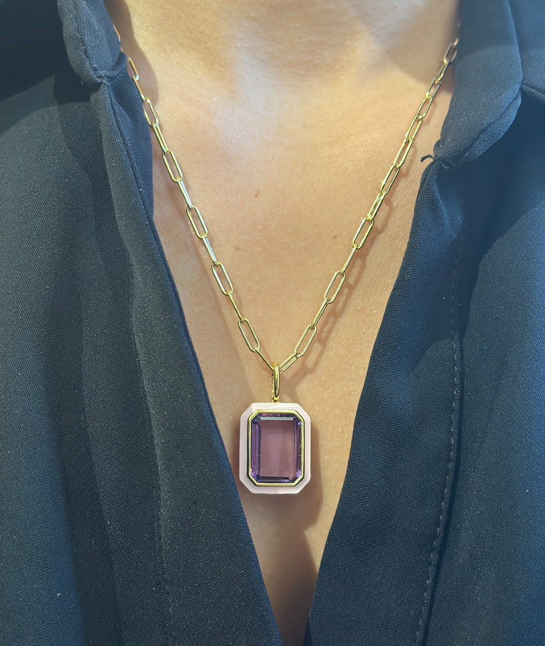 Amethyst with Pink Enamel