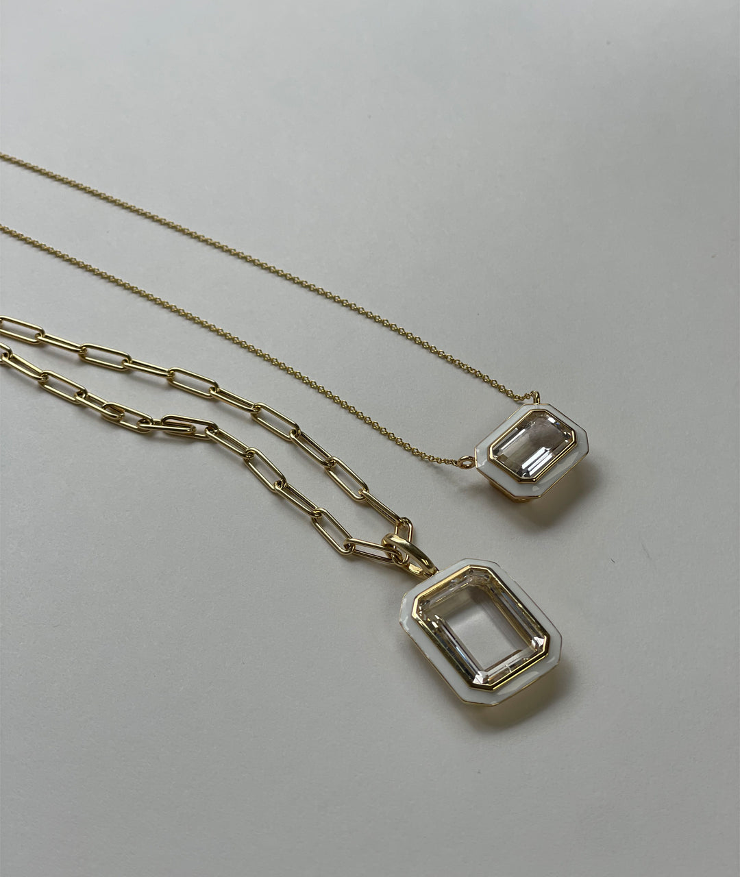 Rock Crystal with White Enamel