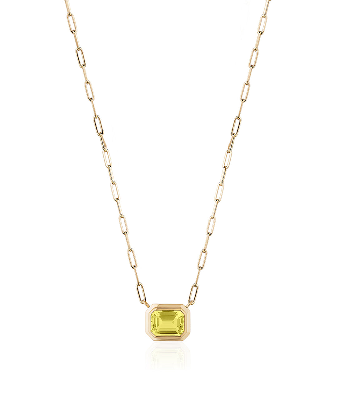 Manhattan East-West Emerald Cut Pendant Necklace in 18K Gold