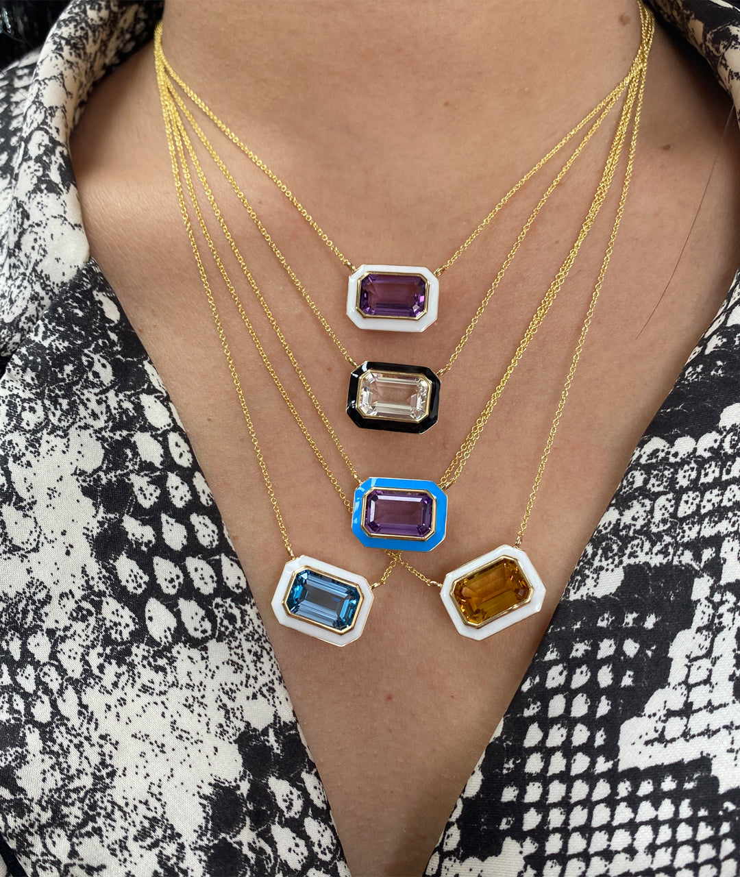 Rock Crystal with Black Enamel