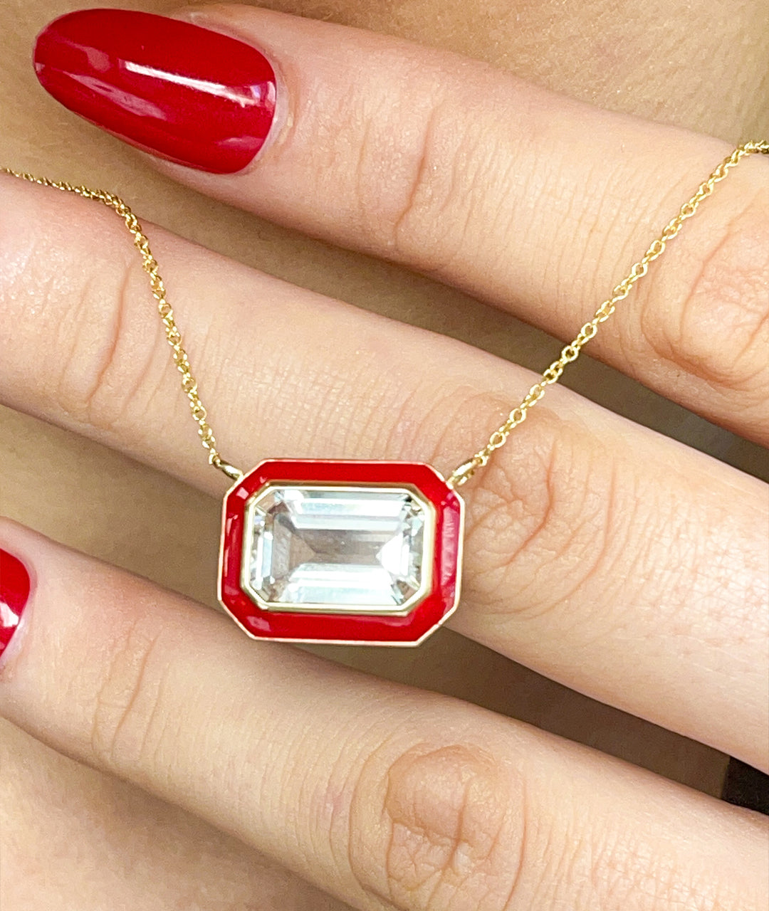 Rock Crystal with Red Enamel