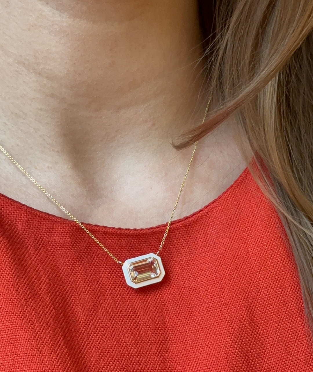 Rock Crystal with White Enamel