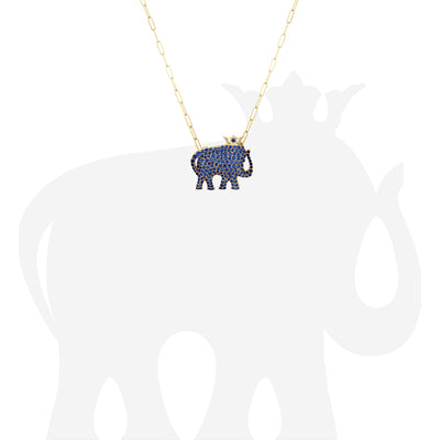 Small Blue Sapphire Elephant Pendant