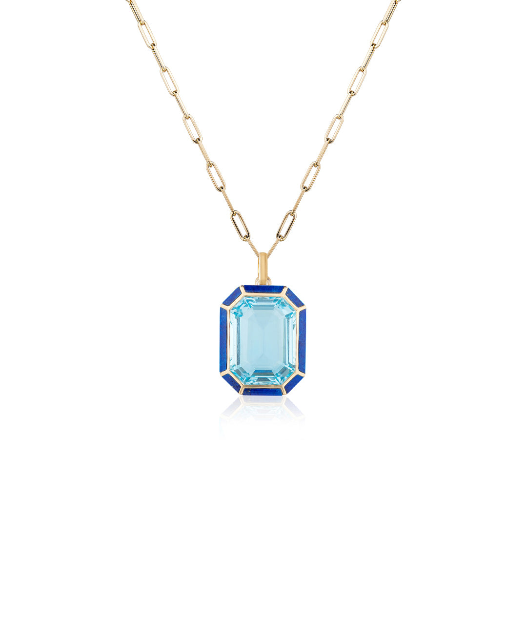 Yellow gold-Blue Topaz with Lapis