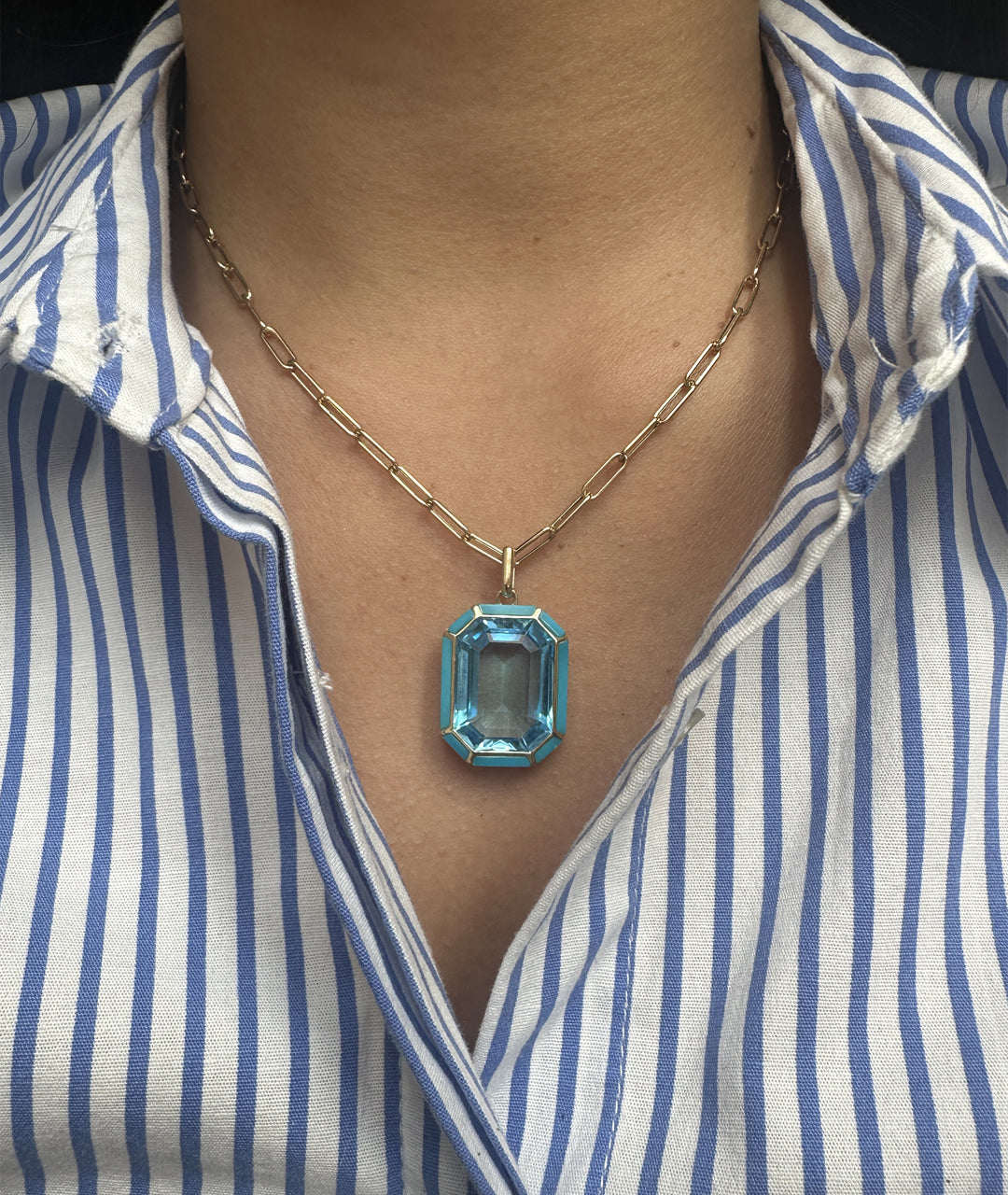 Yellow gold-Blue Topaz with Turquoise