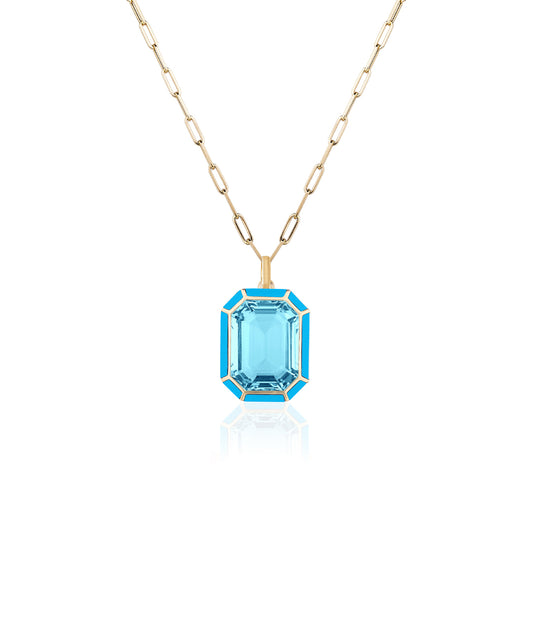 Yellow gold-Blue Topaz with Turquoise