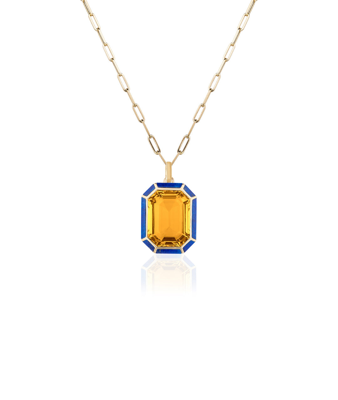 Yellow gold-Citrine with Lapis