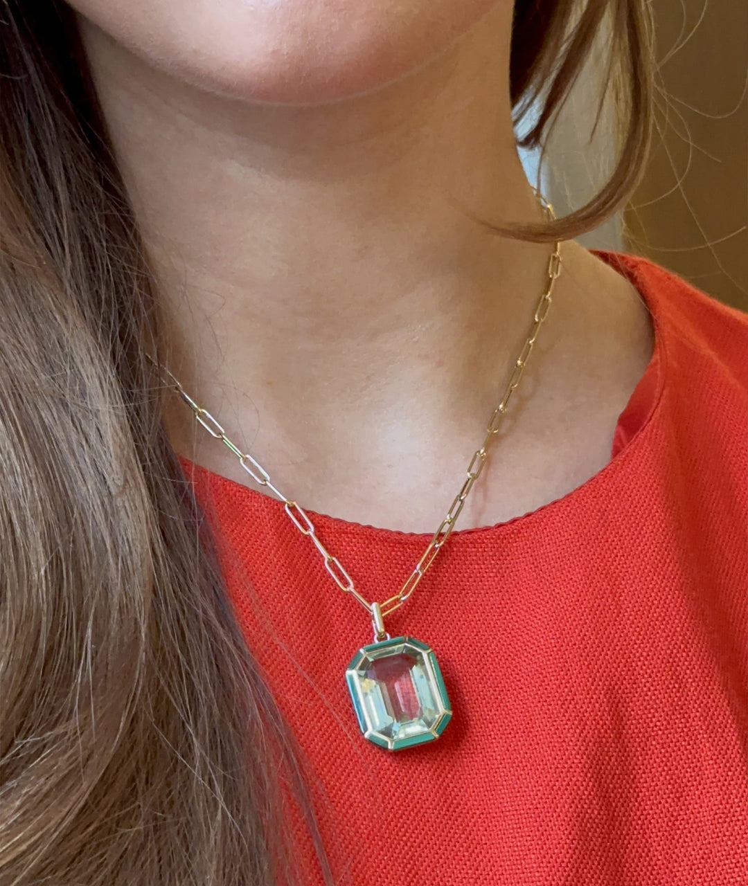 Yellow gold-Prasiolite with Malachite