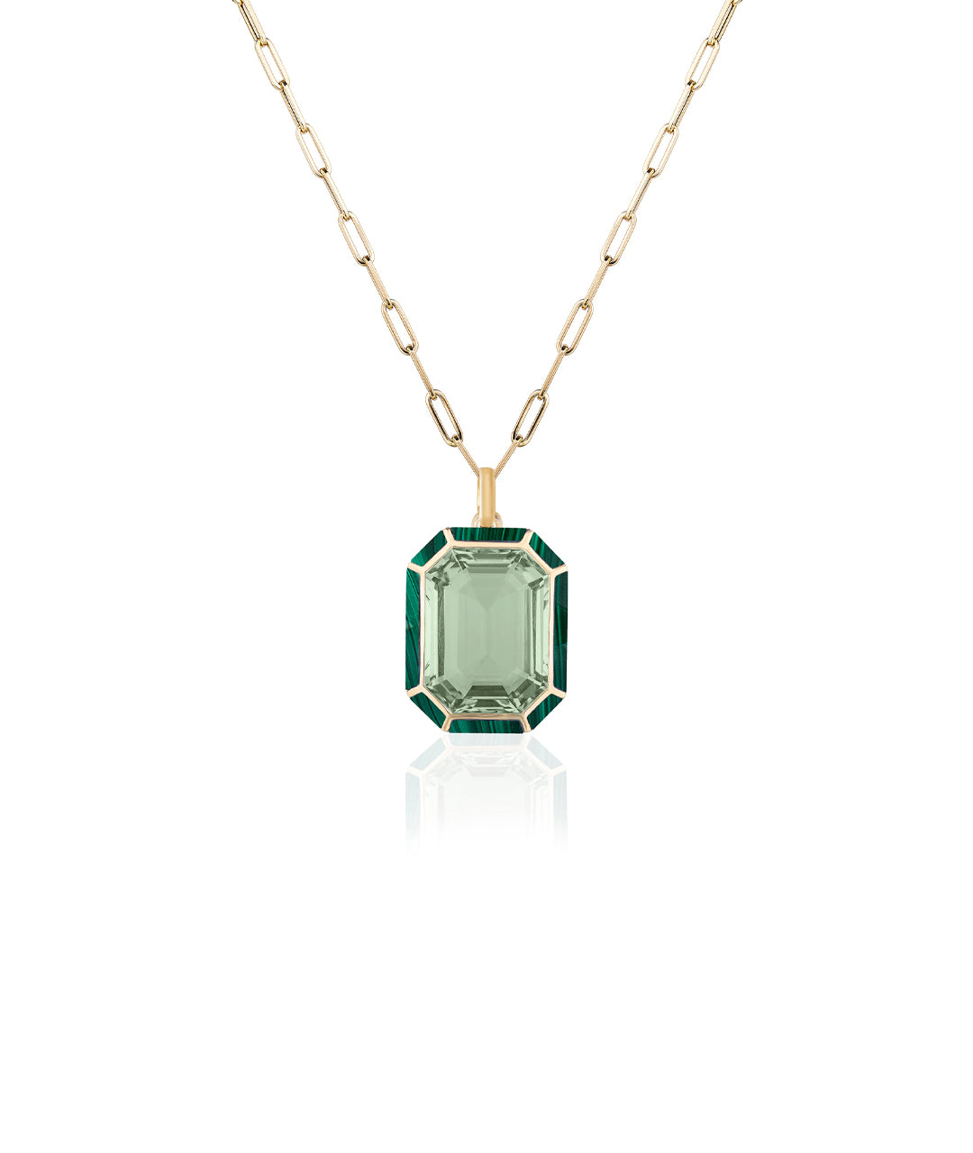 Yellow gold-Prasiolite with Malachite