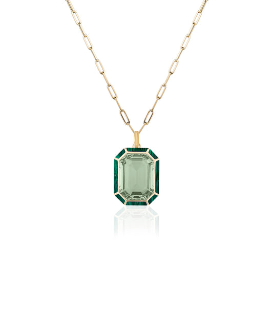 Yellow gold-Prasiolite with Malachite