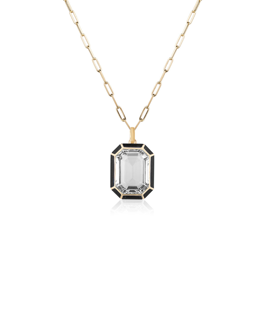 Yellow gold-Rock Crystal with Onyx