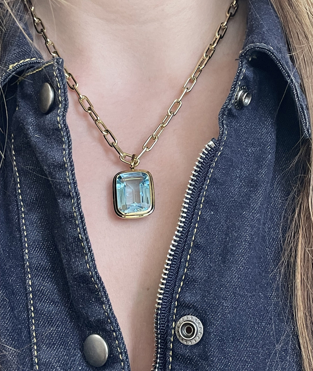 Yellow gold-Blue Topaz