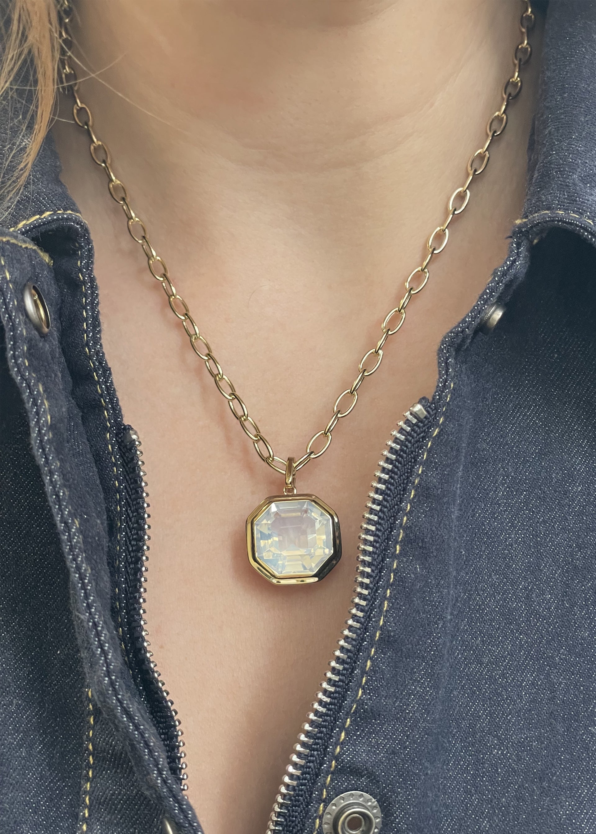 Yellow gold-Moon Quartz