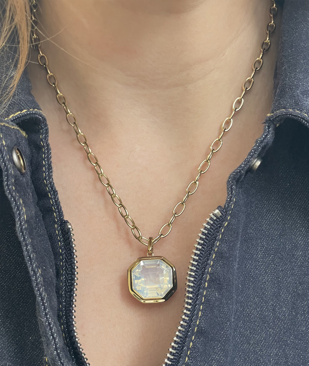 Yellow gold-Moon Quartz