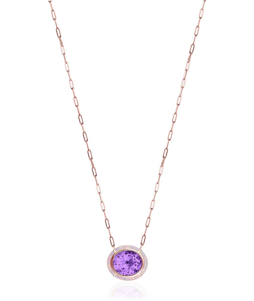 Rose gold-Amethyst with Pink Opal
