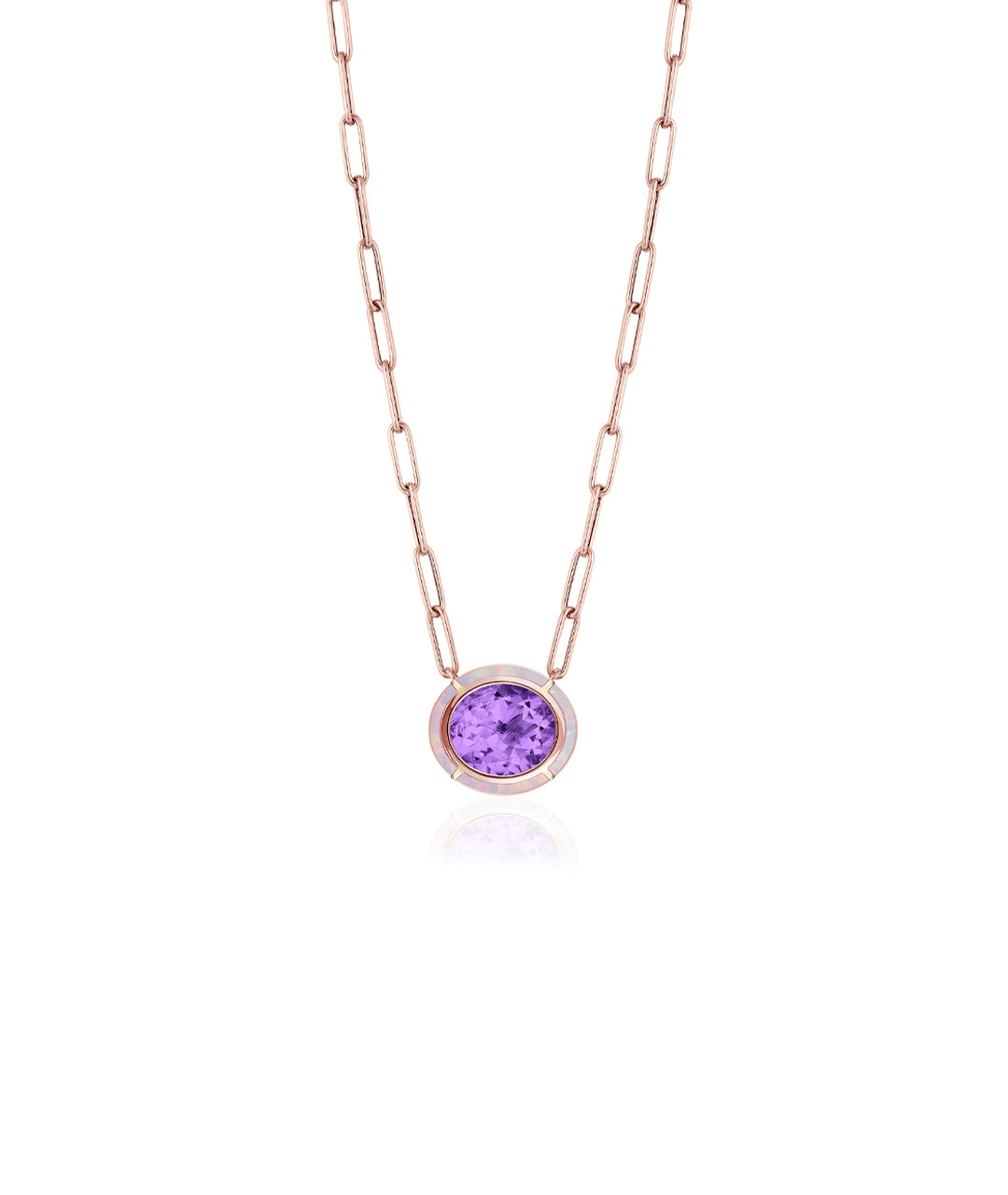 Rose gold-Amethyst with Pink Opal
