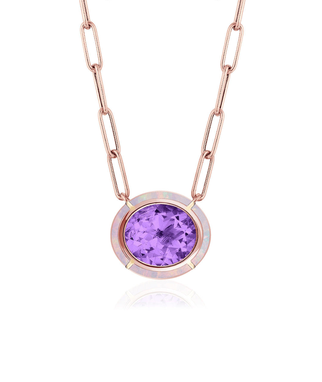 Rose gold-Amethyst with Pink Opal