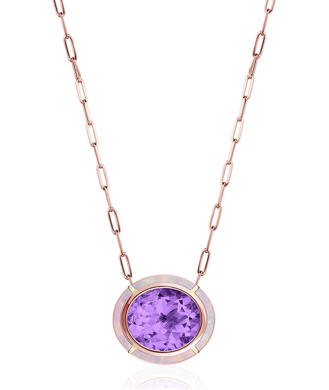 Rose gold-Amethyst with Pink Opal