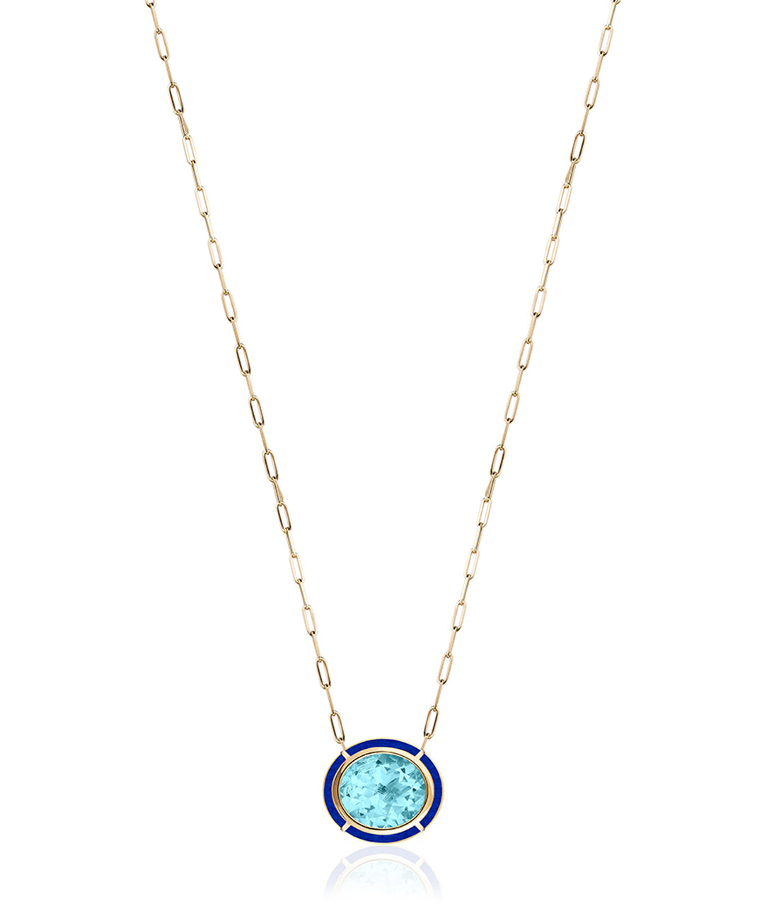 Yellow gold-Blue Topaz with Lapis