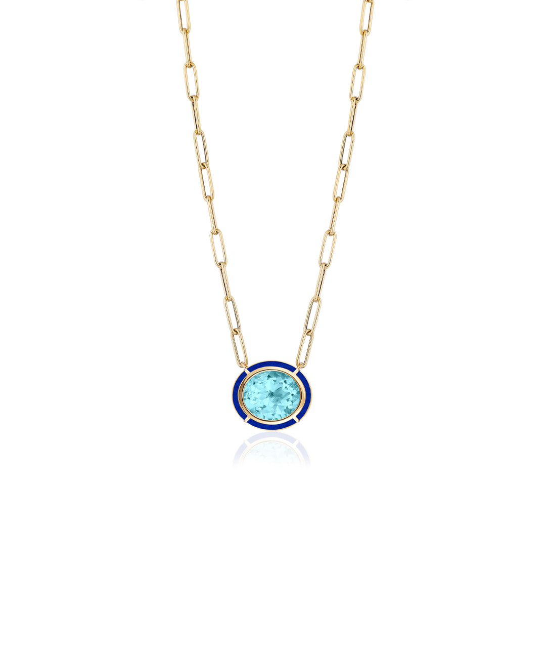 Yellow gold-Blue Topaz with Lapis