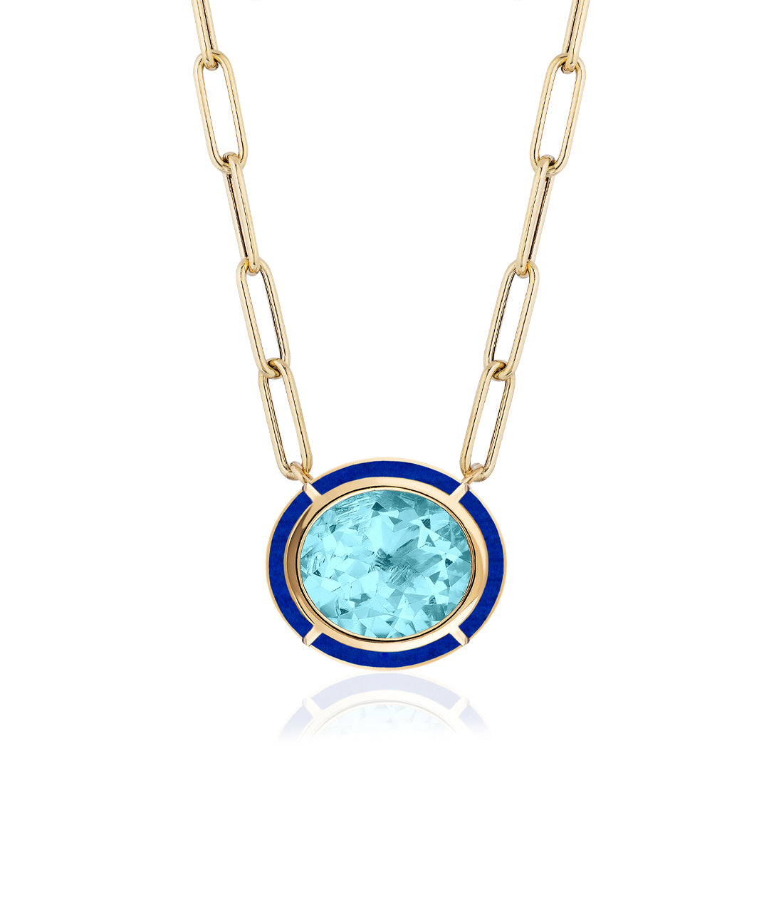 Yellow gold-Blue Topaz with Lapis