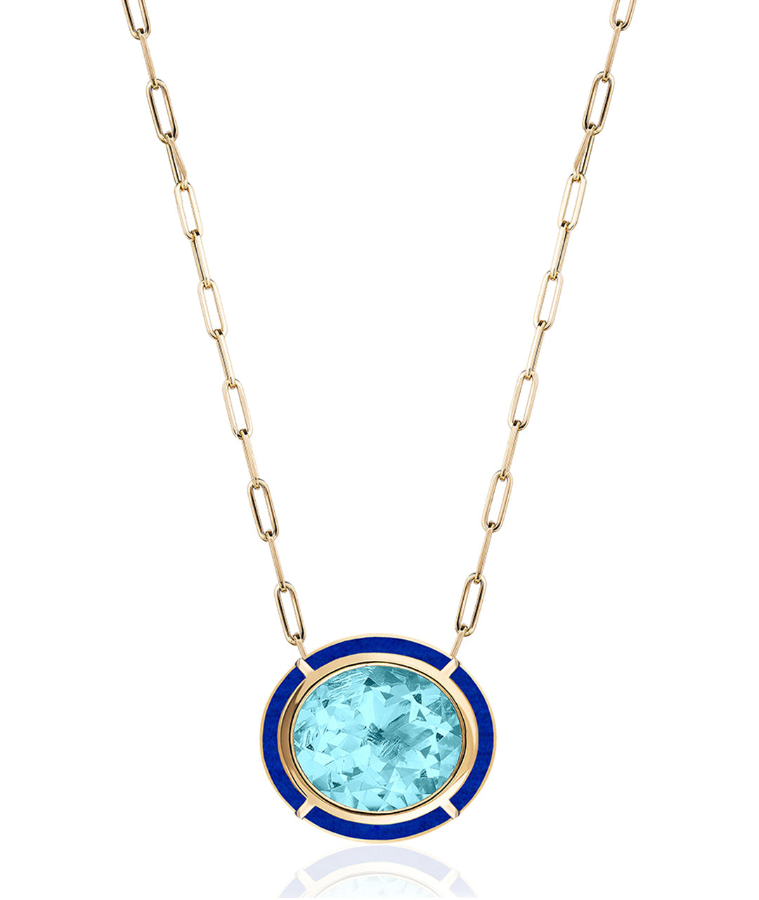 Yellow gold-Blue Topaz with Lapis