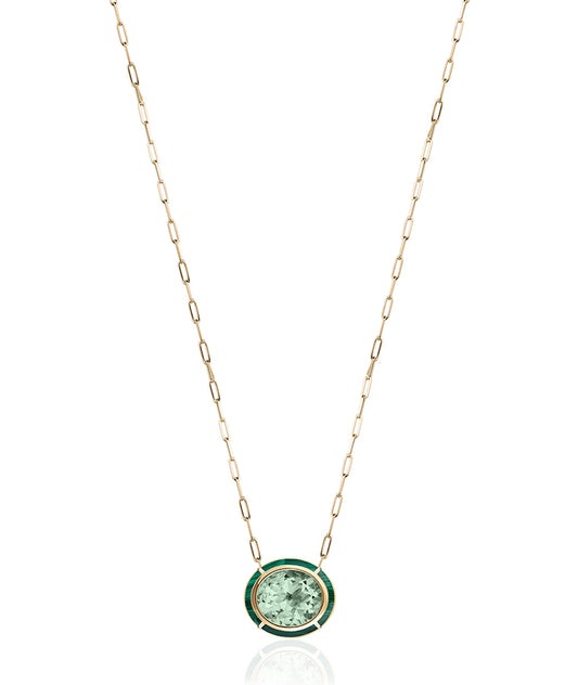 Yellow gold-Prasiolite with Malachite