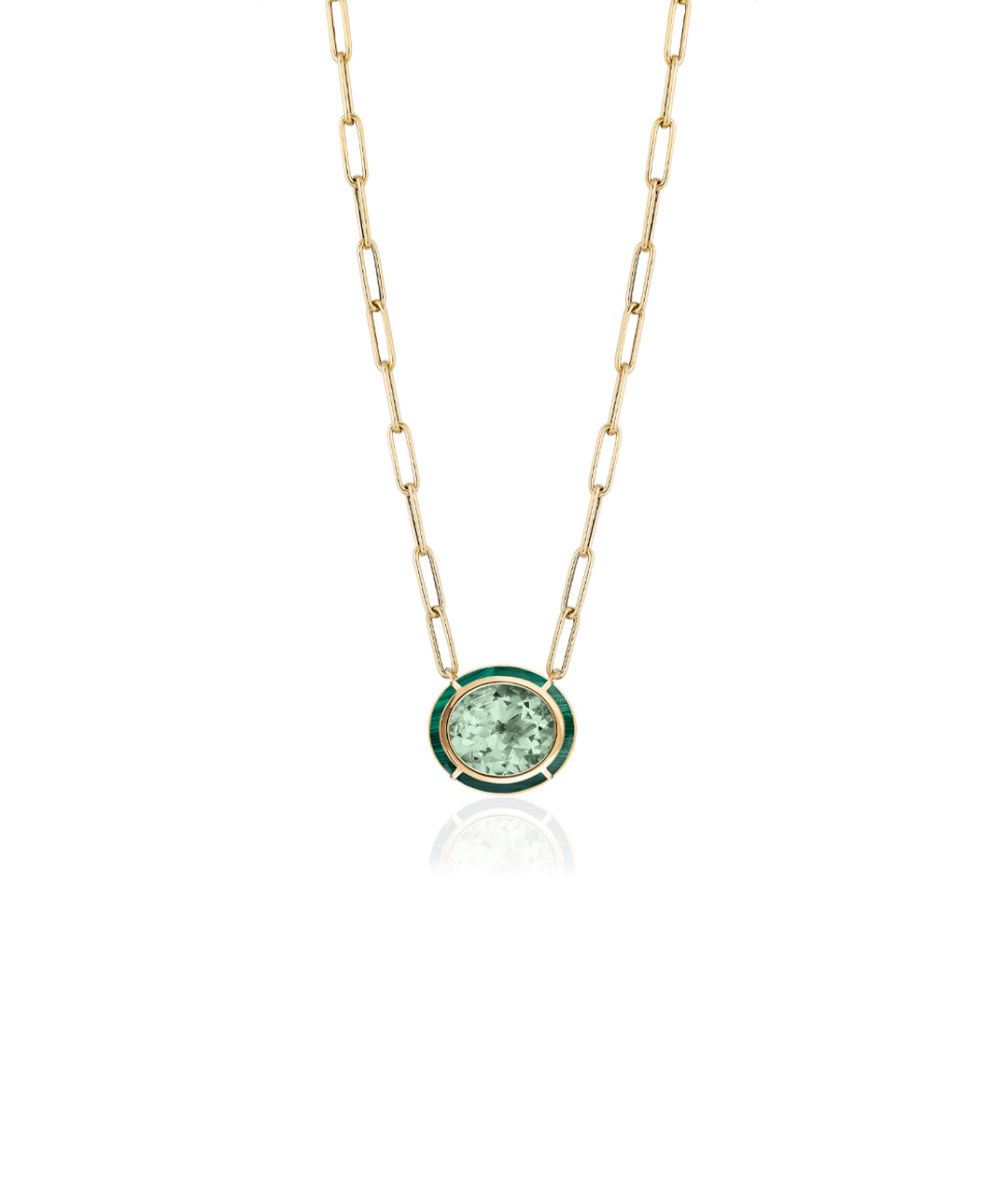 Yellow gold-Prasiolite with Malachite