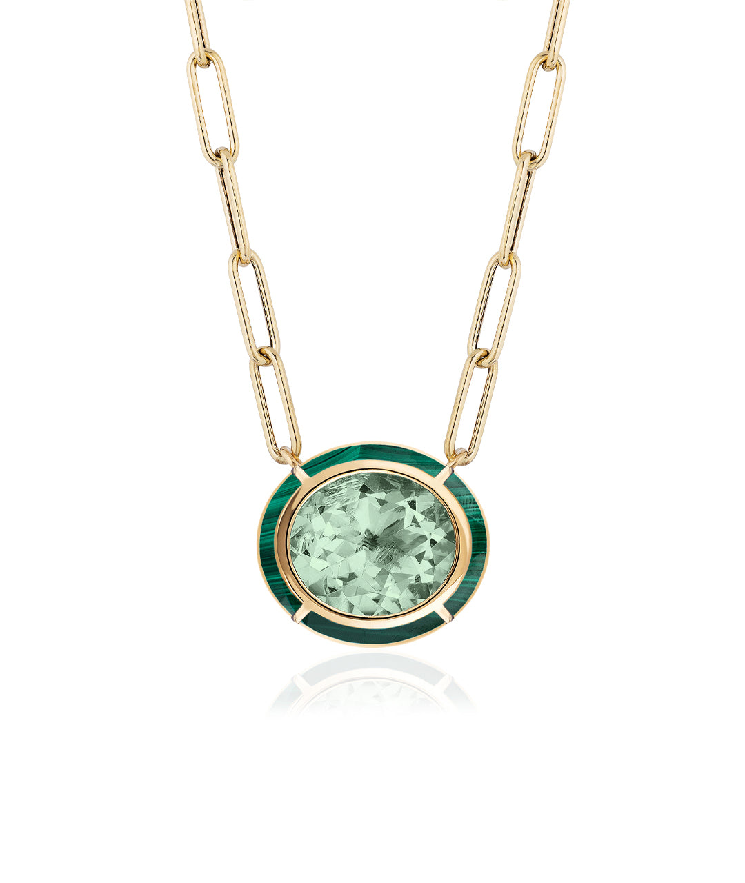 Yellow gold-Prasiolite with Malachite