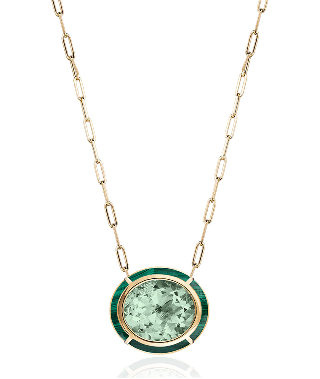 Yellow gold-Prasiolite with Malachite