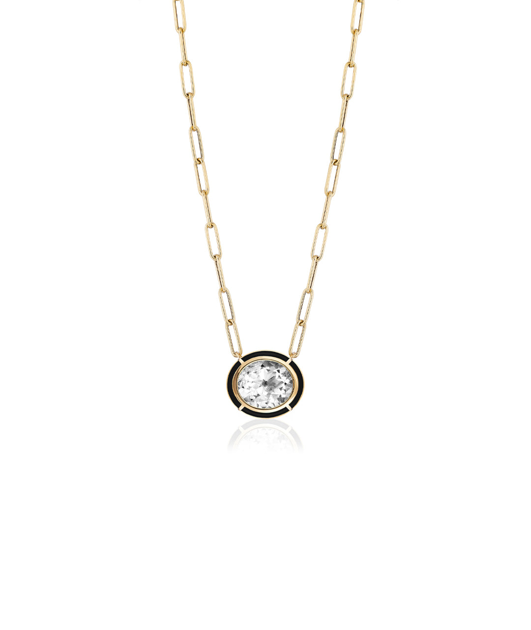 Yellow gold-Rock Crystal with Onyx