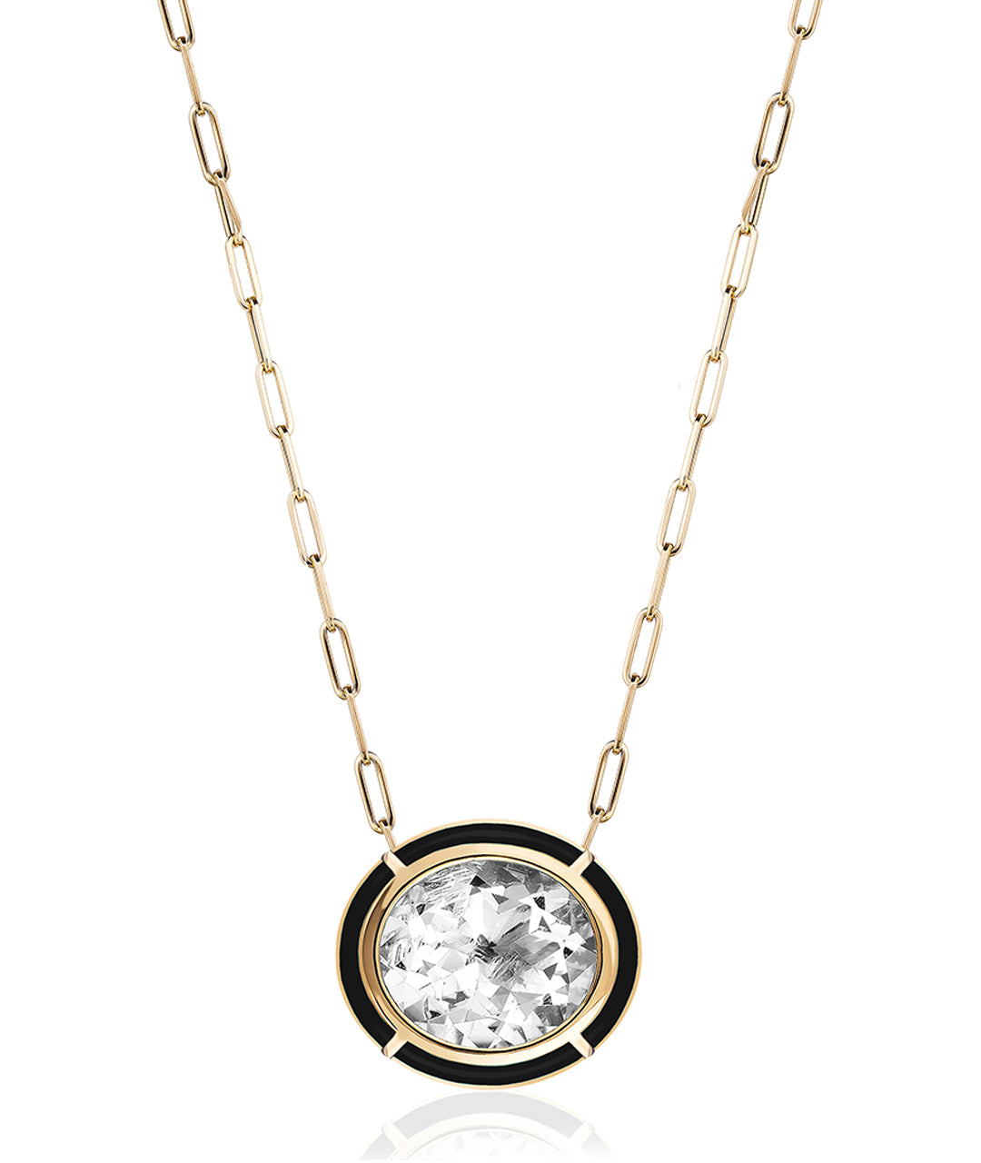 Yellow gold-Rock Crystal with Onyx