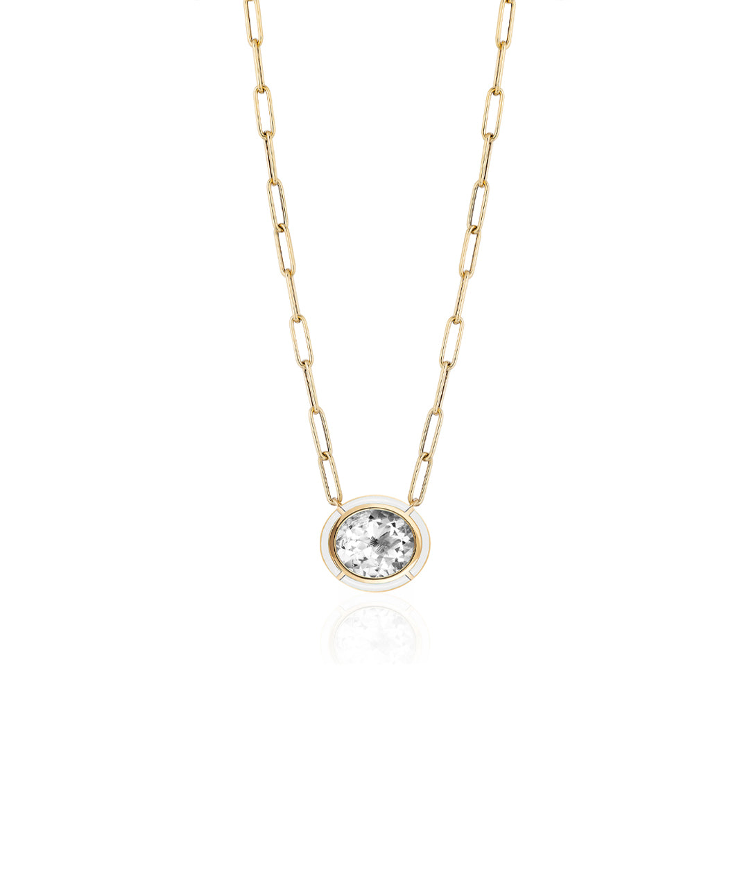 Yellow gold-Rock Crystal with White Agate