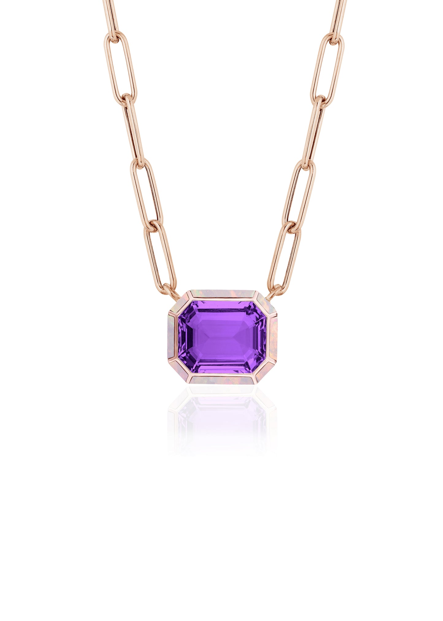 Rose gold-Amethyst with Pink Opal