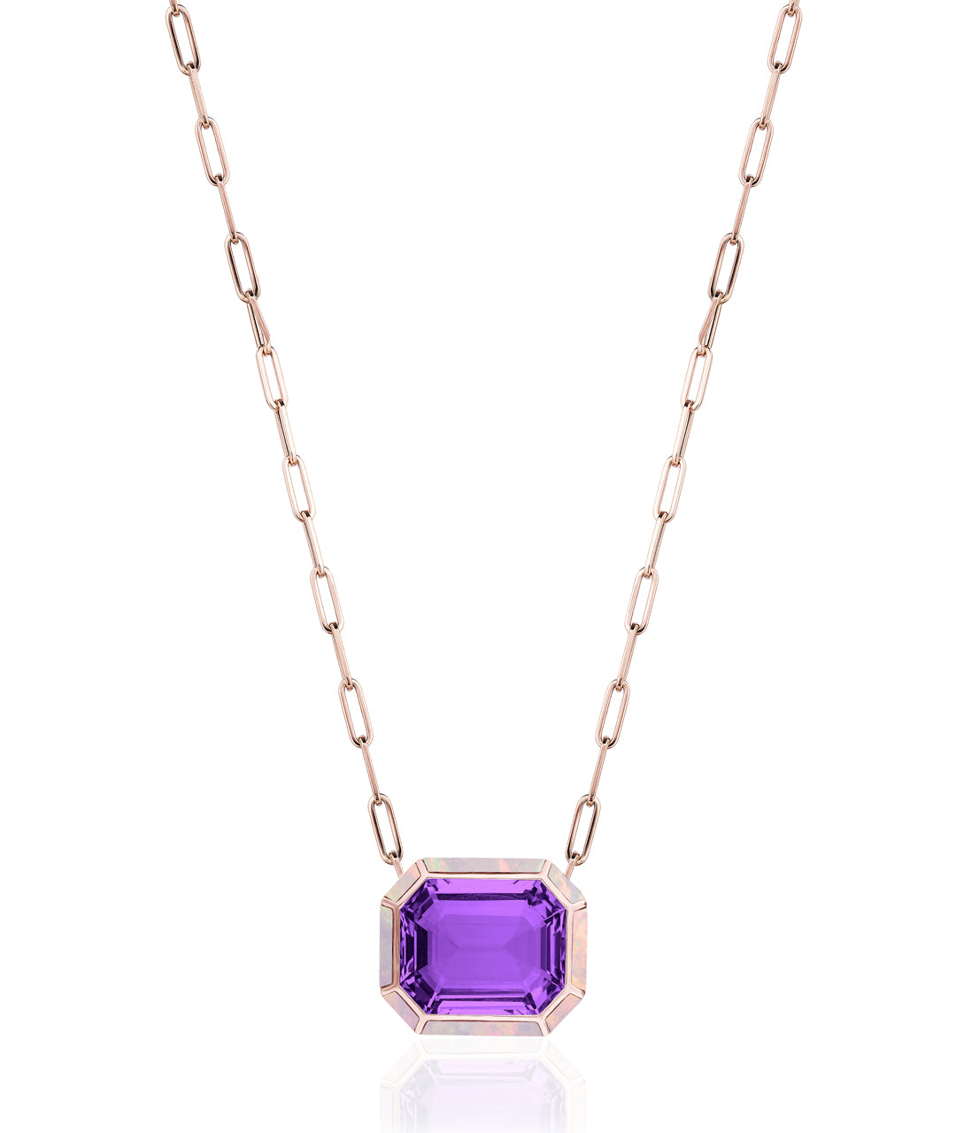 Rose gold-Amethyst with Pink Opal