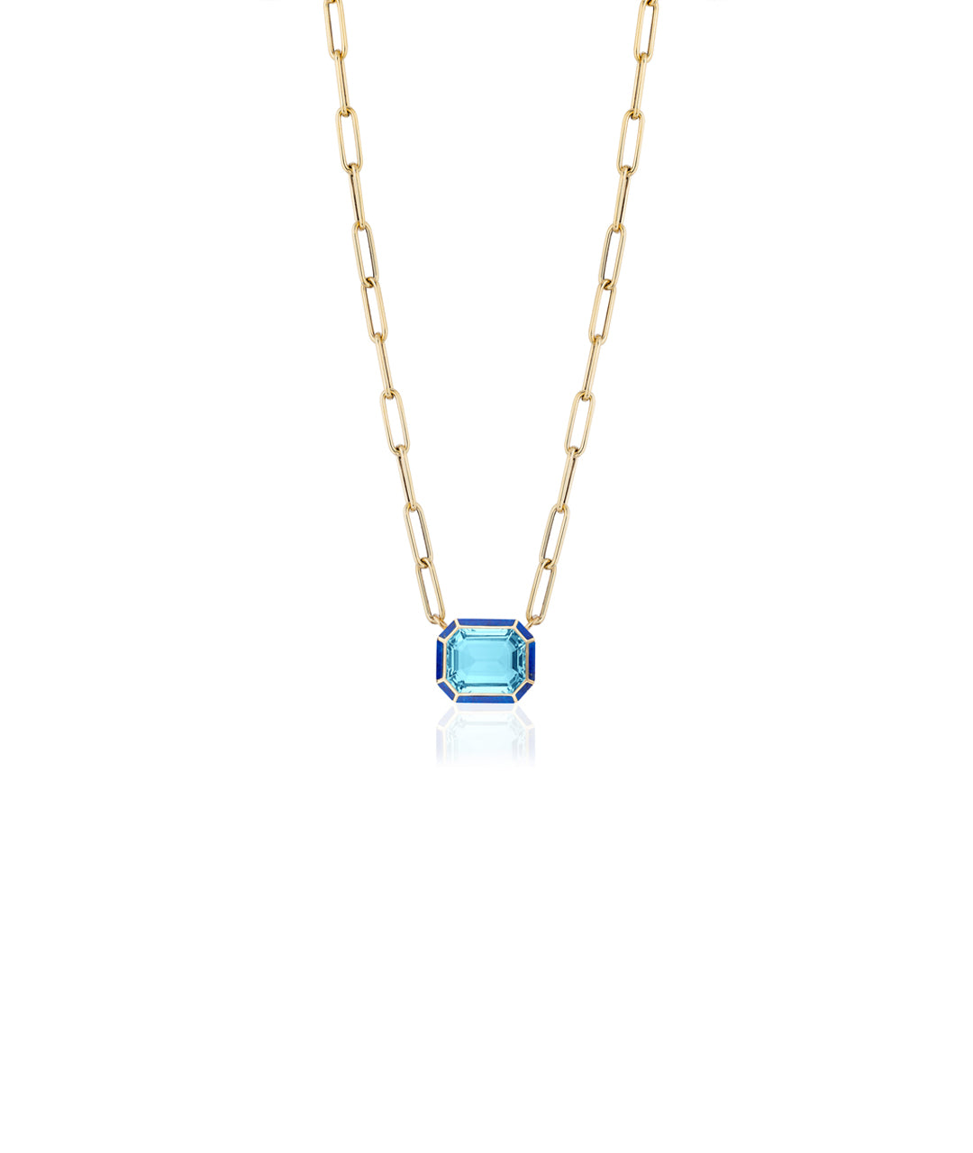Yellow gold-Blue Topaz with Lapis