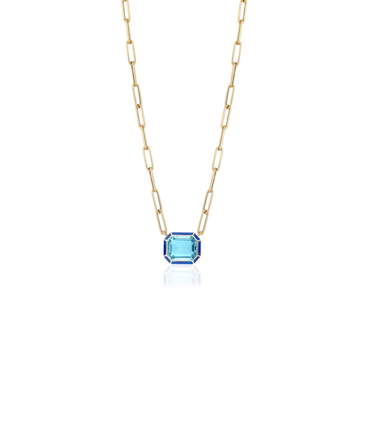Yellow gold-Blue Topaz with Lapis