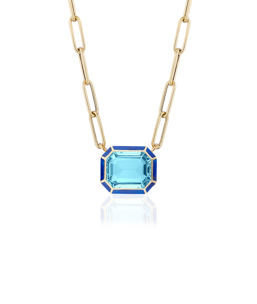 Yellow gold-Blue Topaz with Lapis
