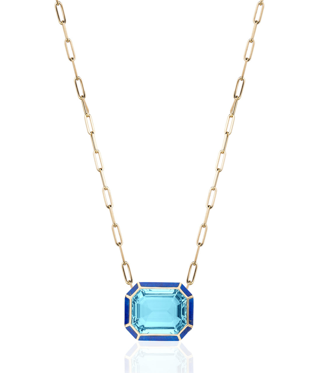 Yellow gold-Blue Topaz with Lapis