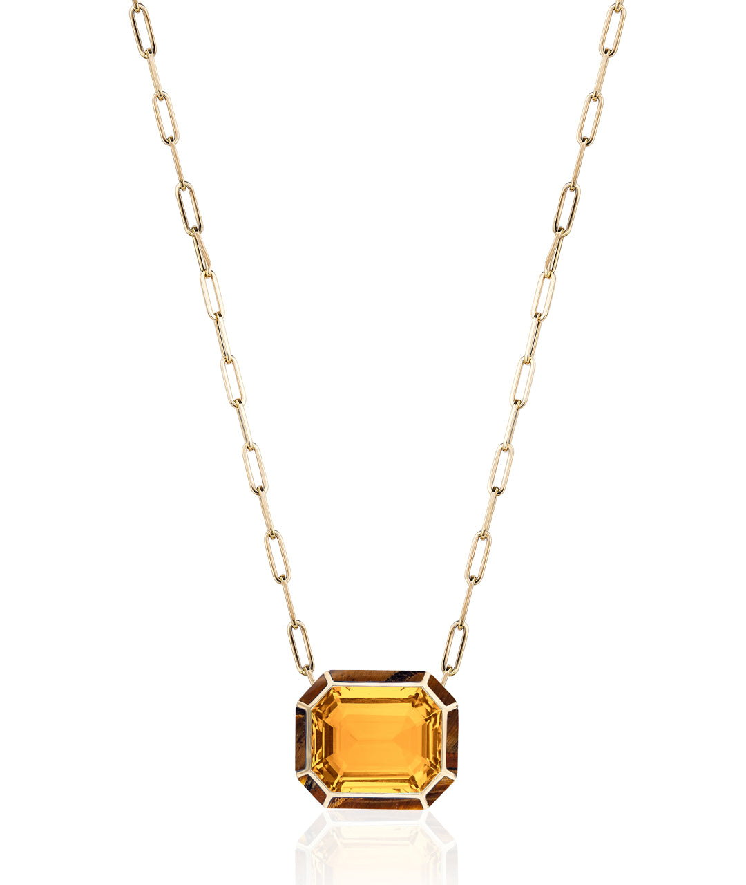 Yellow gold-Citrine with Tiger Eye
